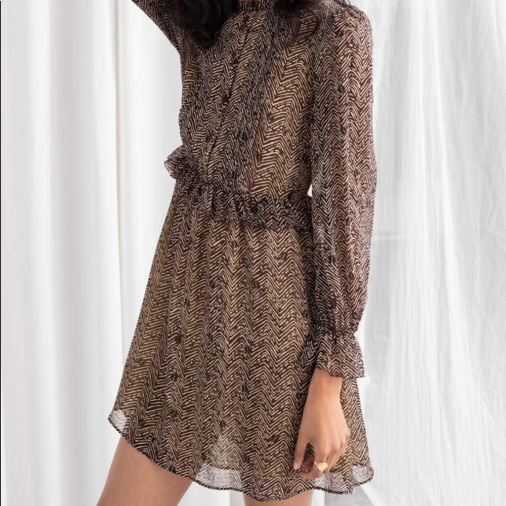 &Other Stories Zig Zag Ruffle Mini-Dress